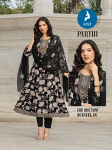 Kaya Kurti Parthi - 6 Pcs Set 3 Piece Anarkali Rayon Printed Kurti Set with Naznin Chiffon Dupatta - M.R. Saree Emporium