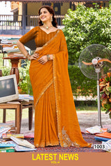 Kayaan Latest News Simmer Chiffon Saree 8 Pcs Set Wholesale - Fancy Designer Sarees – M.R. Saree Emporium