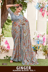 Kayaan Ginger Vol-01 Moss Chiffon Saree – 8 PCS Set – M.R. Saree Emporium