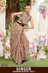 Kayaan Ginger Vol-01 Moss Chiffon Saree – 8 PCS Set – M.R. Saree Emporium