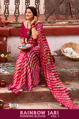 Kayaan Rainbow Jari Vol 01 Chiffon Saree 8 Pcs Set