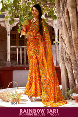Kayaan Rainbow Jari Vol 01 Chiffon Saree 8 Pcs Set