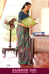 Kayaan Rainbow Jari Vol 01 Chiffon Saree 8 Pcs Set
