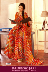 Kayaan Rainbow Jari Vol 01 Chiffon Saree 8 Pcs Set