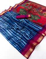 Kazari Mul Cotton 6 Pcs Saree Set - Unique Print & Zari Border