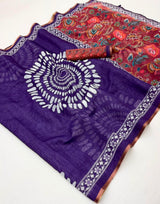 Kazari Series Lisha Soft Cotton Linen Saree with Zari Border & Fancy Tassels - M.R. Saree Emporium