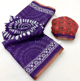 Kazari Series Lisha Soft Cotton Linen Saree with Zari Border & Fancy Tassels - M.R. Saree Emporium