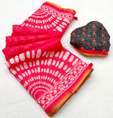 Kazari Series Lisha Soft Cotton Linen Saree with Zari Border & Fancy Tassels - M.R. Saree Emporium