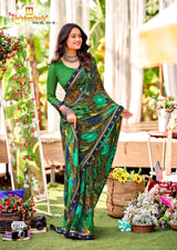 Krishnaleela Desi Girl-2 Fancy Base with Pattern Printed Saree – 8 Pcs Set-M.R. Saree Emporium