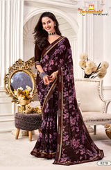 Krishnaleela Forella Georgette Fancy Print Saree With Fancy Lace Border 8 Pcs Set - M.R. Saree Emporium