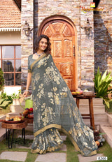 Krishnaleela Karishma Brasso Exclusive Fancy Print Saree With Fancy Lace Border 8 Pcs Set - M.R. Saree Emporium