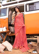 Krishnaleela Karishma Brasso Exclusive Fancy Print Saree With Fancy Lace Border 8 Pcs Set - M.R. Saree Emporium