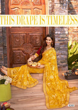 Krishnaleela Karishma Brasso Exclusive Fancy Print Saree With Fancy Lace Border 8 Pcs Set - M.R. Saree Emporium