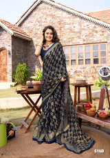 Krishnaleela Karishma Brasso Exclusive Fancy Print Saree With Fancy Lace Border 8 Pcs Set - M.R. Saree Emporium