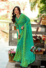 Krishnaleela Miracle Fancy Base with Pattern Printed Saree – 6 Pcs Set -M.R. Saree Emporium