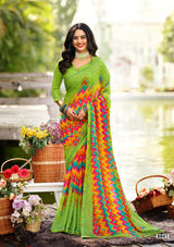 Krishnaleela Miracle Fancy Base with Pattern Printed Saree – 6 Pcs Set -M.R. Saree Emporium