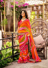 Krishnaleela Panghat-2 Georgette Printed Saree – 8 Pcs Set-M.R. Saree Emporium
