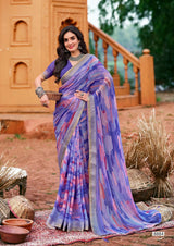 Krishnaleela Roohani-3 Fancy Base with Pattern Printed Saree – 8 Pcs Set-M.R. Saree Emporium