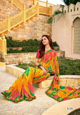 Krishnaleela Sirf Tum Georgette Pattern Exclusive Fancy Print Saree With Fancy Lace Border 8 Pcs Set - M.R. Saree Emporium