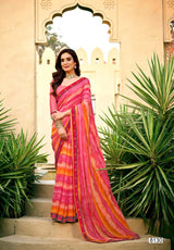 Krishnaleela Sirf Tum Georgette Pattern Exclusive Fancy Print Saree With Fancy Lace Border 8 Pcs Set - M.R. Saree Emporium