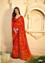 Krishnaleela Sirf Tum Georgette Pattern Exclusive Fancy Print Saree With Fancy Lace Border 8 Pcs Set - M.R. Saree Emporium