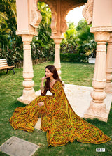 Krishnaleela Sirf Tum Georgette Pattern Exclusive Fancy Print Saree With Fancy Lace Border 8 Pcs Set - M.R. Saree Emporium