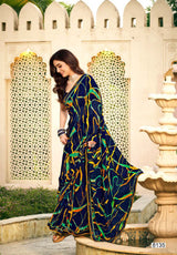 Krishnaleela Sirf Tum Georgette Pattern Exclusive Fancy Print Saree With Fancy Lace Border 8 Pcs Set - M.R. Saree Emporium