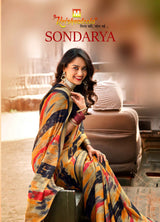 Krishnaleela Sondarya Fancy Base with Pattern Printed Saree – 8 Pcs Set-M.R. Saree Emporium
