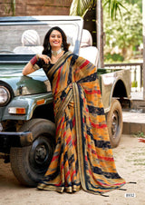 Krishnaleela Sondarya Fancy Base with Pattern Printed Saree – 8 Pcs Set-M.R. Saree Emporium