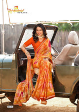 Krishnaleela Sondarya Fancy Base with Pattern Printed Saree – 8 Pcs Set-M.R. Saree Emporium