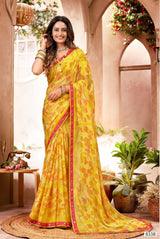 Krishnaleela Vrindavan Fancy Pattern Exclusive Print Saree With Lace Border 8 Pcs Set - M.R. Saree Emporium