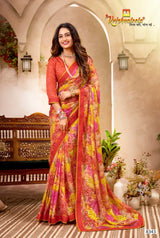 Krishnaleela Vrindavan Fancy Pattern Exclusive Print Saree With Lace Border 8 Pcs Set - M.R. Saree Emporium