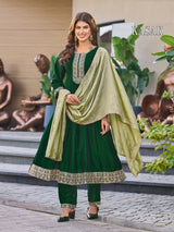 Aanchi Kasak Flared Style 3 Pcs Kurti Set (Kurti + Bottom + Dupatta) – Vichitra Silk -M.R. Saree Emporium