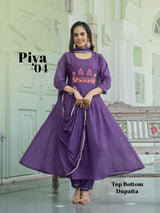 Kaya Piya 3 Piece Anarkali Suit Set – Mul Chanderi Top with Chinon Dupatta - M.R. Saree Emporium