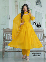 Kaya Piya 3 Piece Anarkali Suit Set – Mul Chanderi Top with Chinon Dupatta - M.R. Saree Emporium