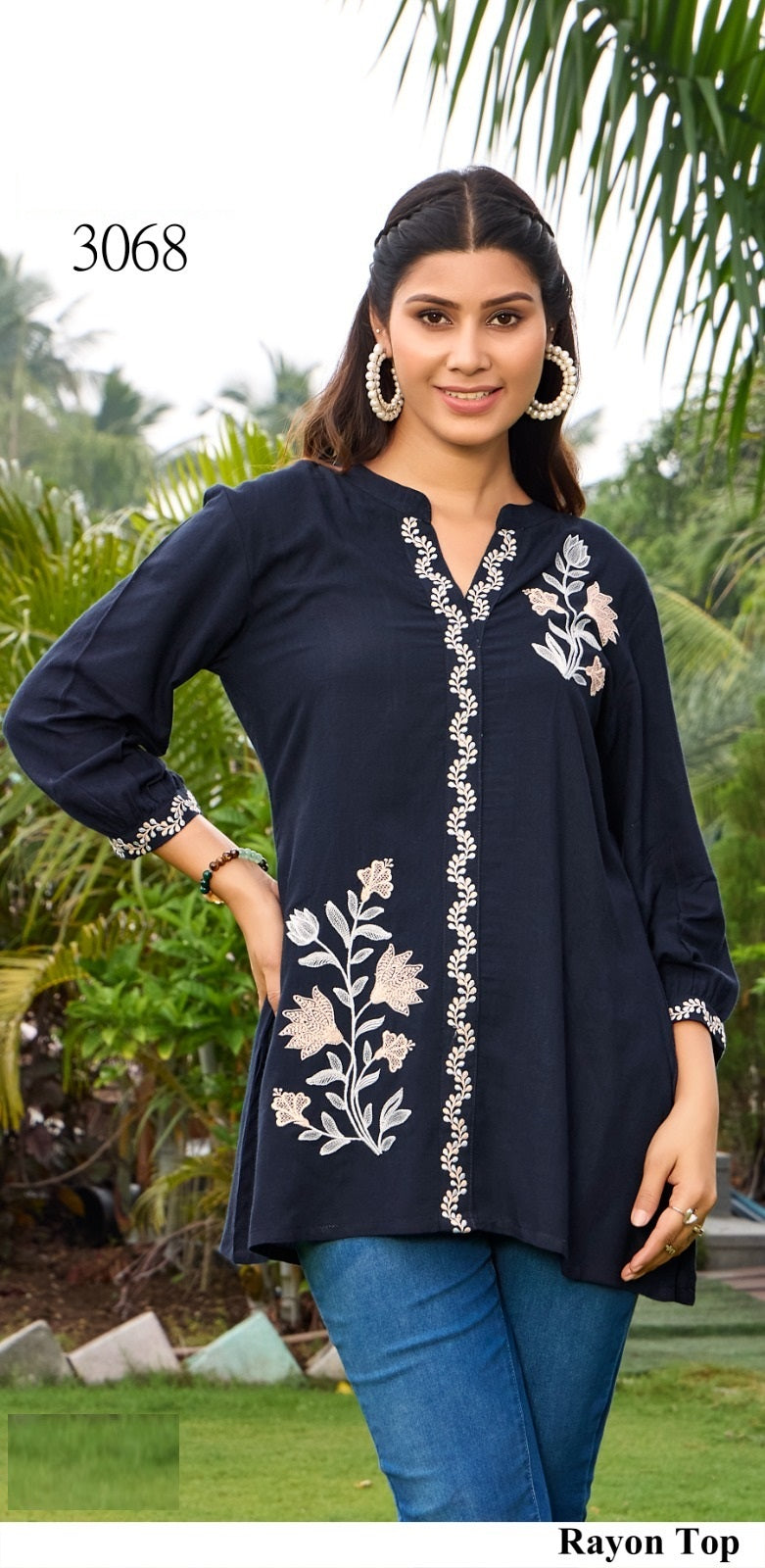Trendy Rayon Dark Blue Top – Casual & Stylish Wear | M.R. Saree Emporium
