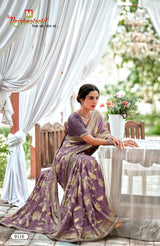 Krishnaleela Lavish-3 Brasso Printed Saree with Designer Border - 8 PCS Set