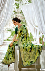 Krishnaleela Lavish-3 Brasso Printed Saree with Designer Border - 8 PCS Set