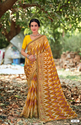 Krishnaleela Lavish-3 Brasso Printed Saree with Designer Border - 8 PCS Set
