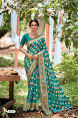 Krishnaleela Lavish-3 Brasso Printed Saree with Designer Border - 8 PCS Set