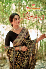 Krishnaleela Lavish-3 Brasso Printed Saree with Designer Border - 8 PCS Set