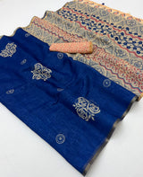 Kazari Series Lisha Linen Saree with Zari Border & Tassels