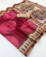 Kazari Series Lisha Linen Saree - Zari Border with Tassels 6 Pcs Set