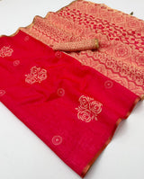 Kazari Series Lisha Linen Saree with Zari Border & Tassels