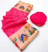 Lisha Soft Linen Saree with Zari Border & Tassels - 6 Pcs Set
