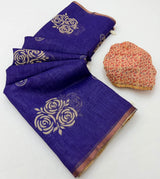 Kazari Series Lisha Linen Saree with Zari Border & Tassels