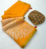 RajYog Lisha Linen Cotton Saree with Zari Border & Tassels - 8 Pcs Set
