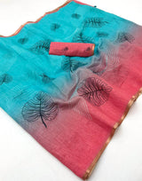RajYog Kazari Series Lisha Soft Cotton Based Linen Saree - Zari Border & Fancy Tassels