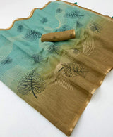 RajYog Kazari Series Lisha Soft Cotton Based Linen Saree - Zari Border & Fancy Tassels