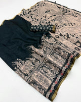 Saree for Women - Lisha Linen Kalamkari Print Zari Border Saree 6 pcs set - M.R. Saree Emporium